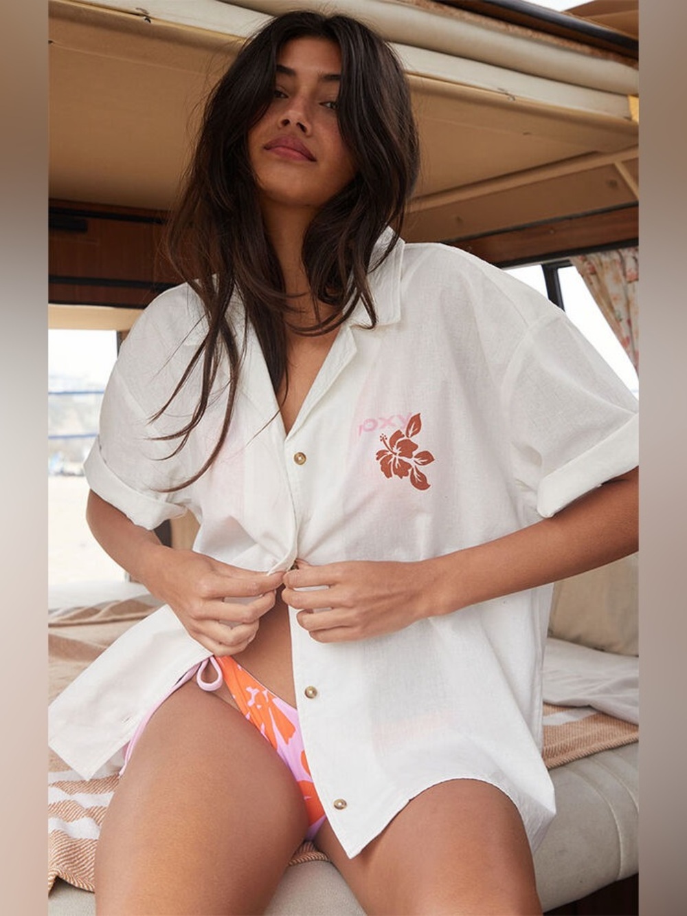 NWOT Roxy x Kate Crush Surf Kind Kate Button Down Shirt